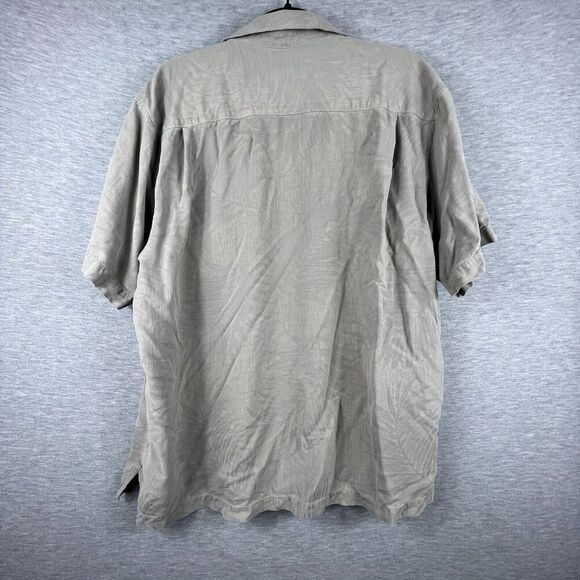 Tommy Bahama Button Up Floral Silk Shirt Size XL Men Solid Tan Original Fit - Picture 3 of 10